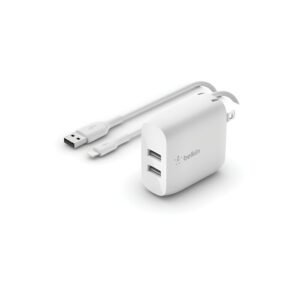 BELKIN DUAL USB-C WALL CHARGE 24W+ LIGHTNING TO USB-A CABLE